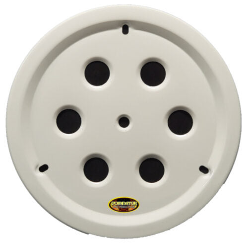 Dominator Aluminum Bolt-On Vented Center Hole Mud Cover - White - 15 in Wheels