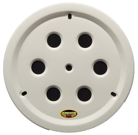 Dominator Aluminum Bolt-On Vented Center Hole Mud Cover - White - 15 in Wheels