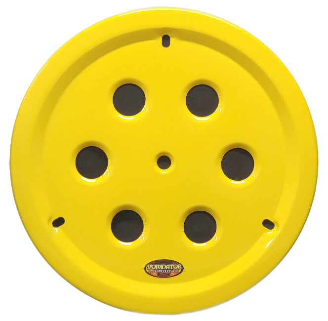Dominator Aluminum Bolt-On Vented Center Hole Mud Cover - Yellow - 15 in Wheels