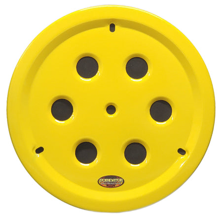 Dominator Aluminum Bolt-On Vented Center Hole Mud Cover - Yellow - 15 in Wheels