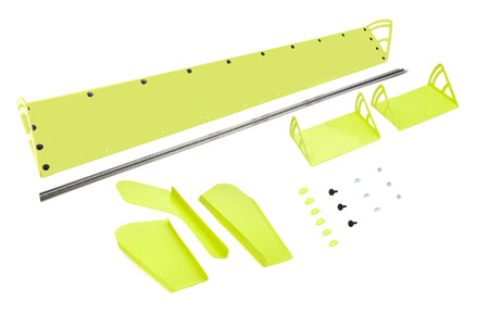 Dominator Dirt Late Model Spoiler - 72 x 8 in - Adjustable - 2-Piece - Plastic - Fluorescent Yellow - Dirt Late Model