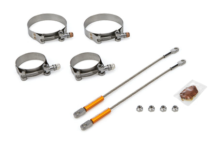 Drag Race Solutions Premium Collector Tethers - 10 in Cable - 2.125 in Primary Clamps - 3.5 in Collector Clamps - 