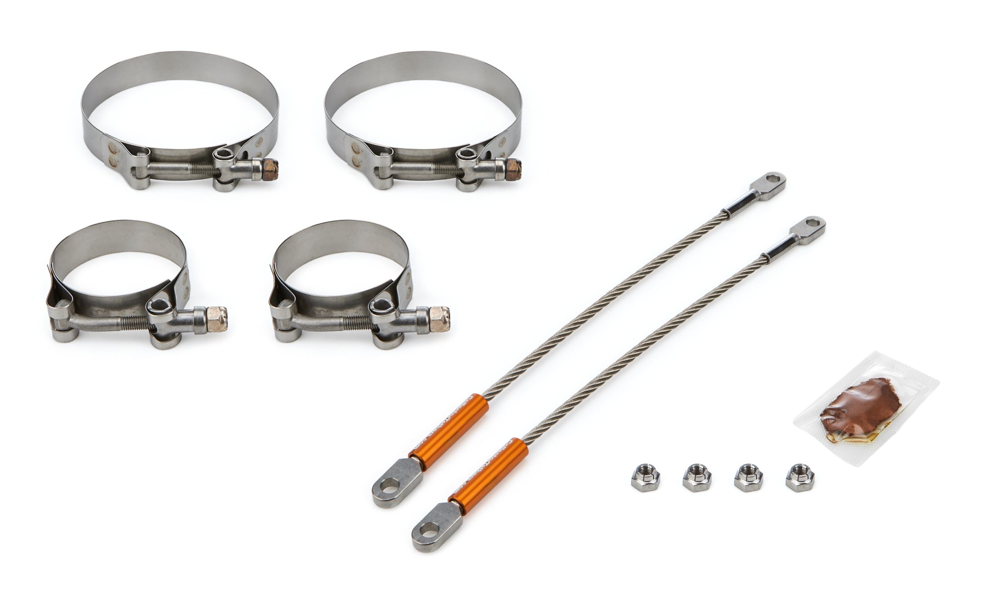 Drag Race Solutions Premium Collector Tethers - 10 in Cable - 2.25 in Primary Clamps - 4 in Collector Clamps - 