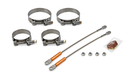 Drag Race Solutions Premium Collector Tethers - 10 in Cable - 2.375 in Primary Clamps - 3.5 in Collector Clamps - 