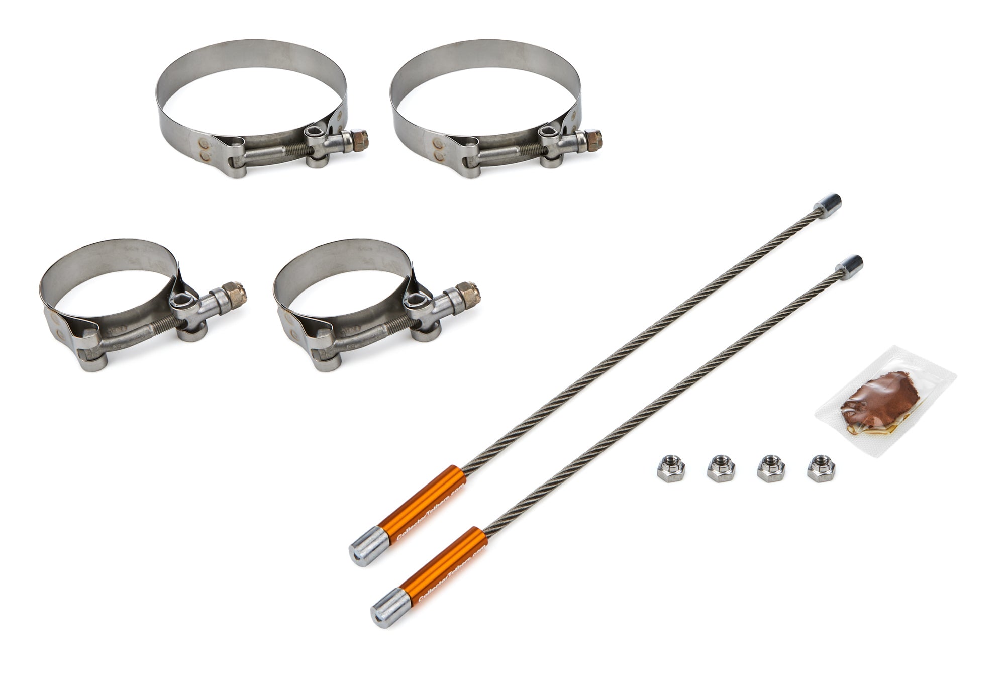 Drag Race Solutions Lite Collector Tethers - 10 in Cable - 2.25 in Primary Clamps - 4 in Collector Clamps - 