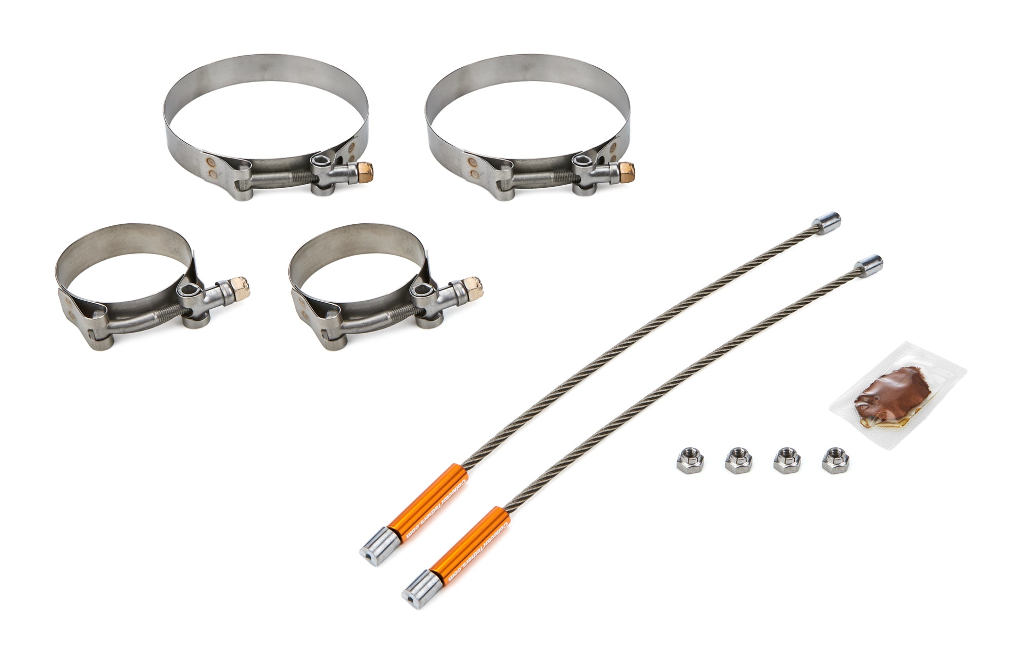Drag Race Solutions Lite Collector Tethers - 10 in Cable - 2.375 in Primary Clamps - 4.5 in Collector Clamps - 