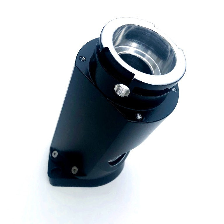 Drag Race Solutions Billet Aluminum 45 Degree Water Neck - 12 AN Female O-Ring - Filler Neck - O-Ring - Black