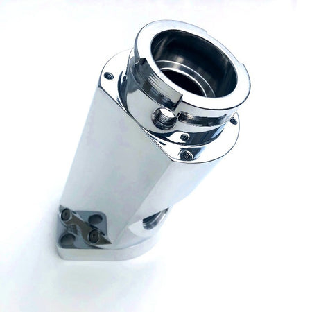 Drag Race Solutions Billet Aluminum 45 Degree Water Neck - 12 AN Female O-Ring - Filler Neck - O-Ring - Polished
