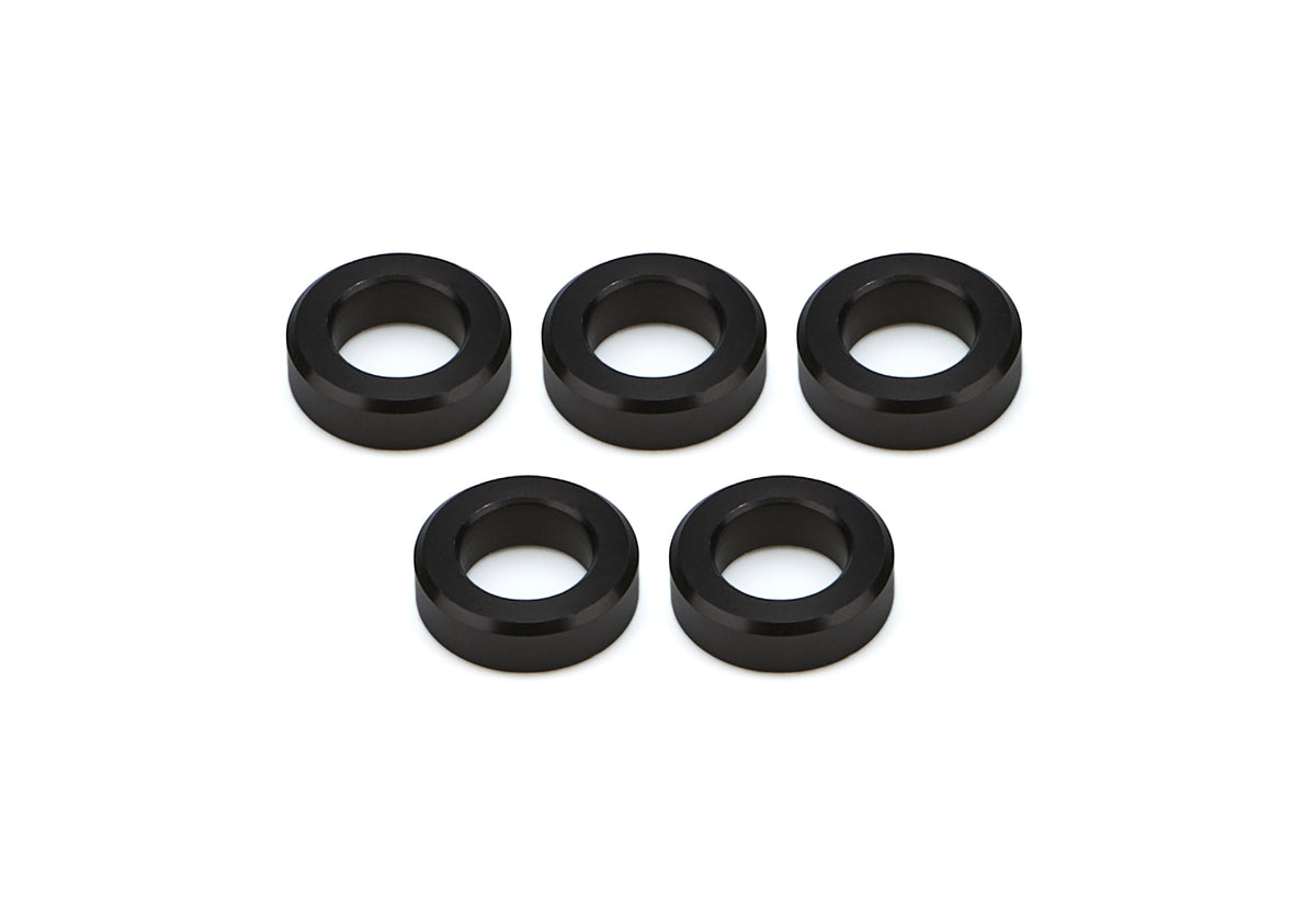 Drag Race Solutions Billet Aluminum Flat Lug Nut Spacer - 0.700 in ID - 1.200 in OD - 0.375 in Thick - Black (Set of 5)