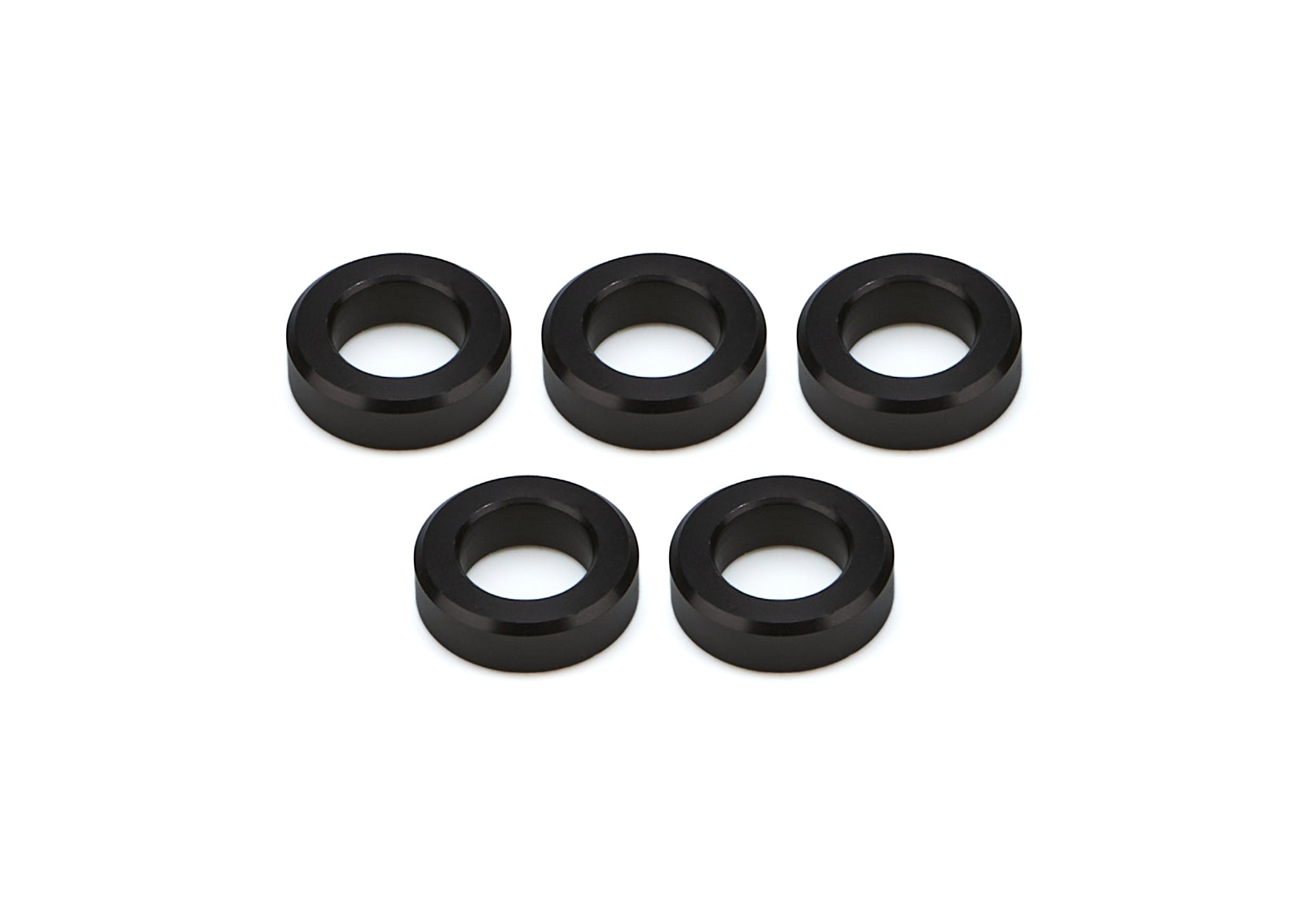 Drag Race Solutions Billet Aluminum Flat Lug Nut Spacer - 0.700 in ID - 1.200 in OD - 0.375 in Thick - Black (Set of 5)