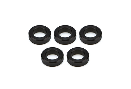 Drag Race Solutions Billet Aluminum Flat Lug Nut Spacer - 0.700 in ID - 1.200 in OD - 0.375 in Thick - Black (Set of 5)