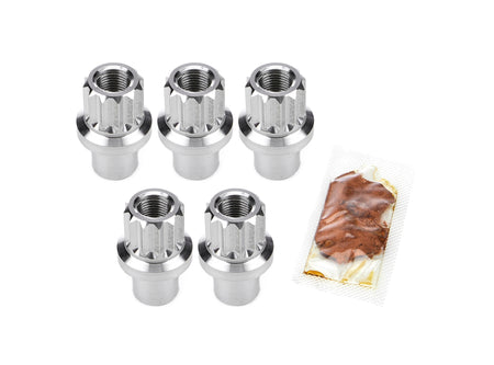 Drag Race Solutions Billet Aluminum Shank Lug Nut - 1/2-20 in Thread - 0.710 in Length Shank - Open End - 12 Point - Polished (Set of 5)