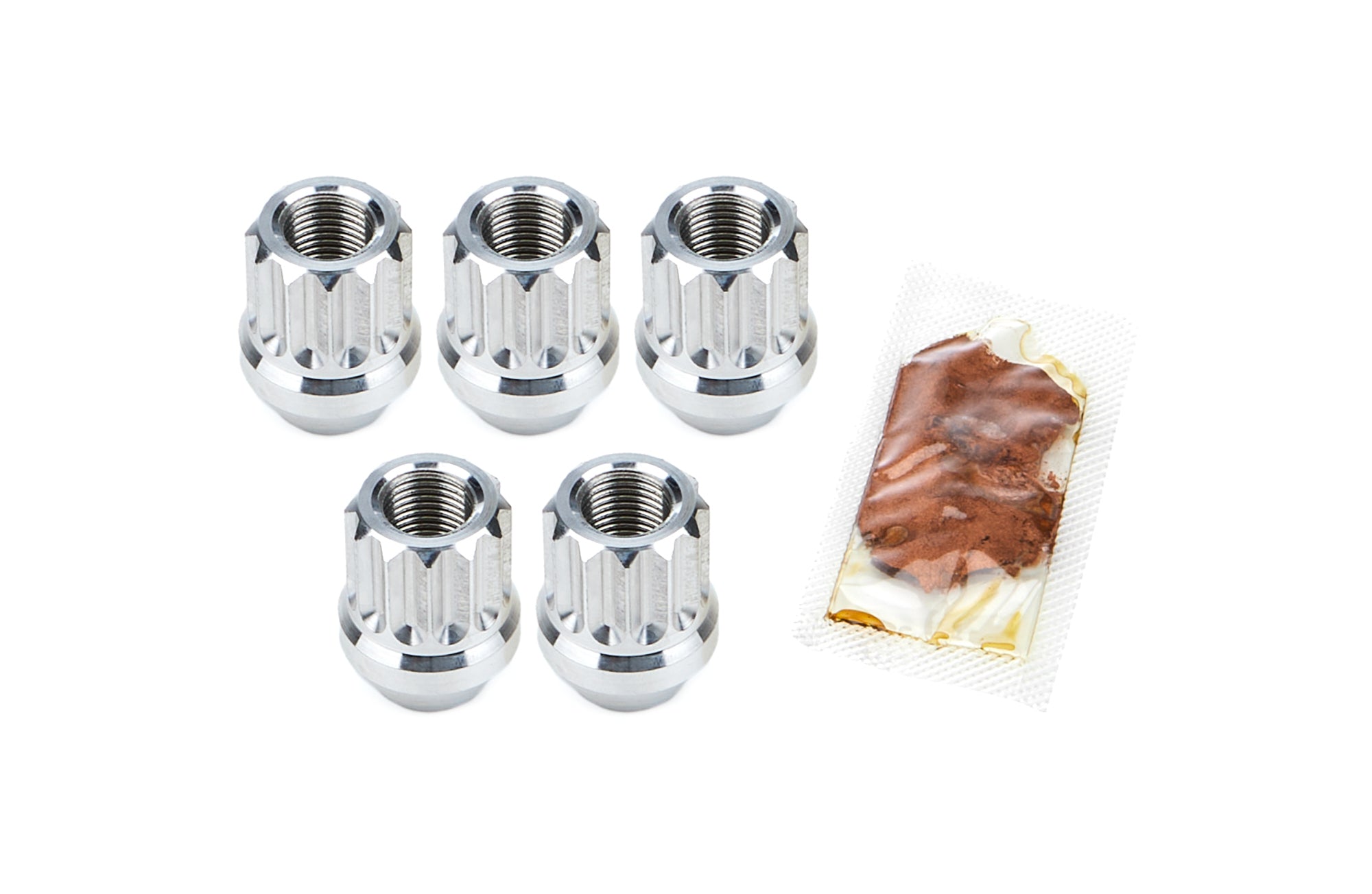 Drag Race Solutions Billet Aluminum Acorn Lug Nut - 1/2-20 in Thread - Open End - 12 Point - Polished (Set of 5)