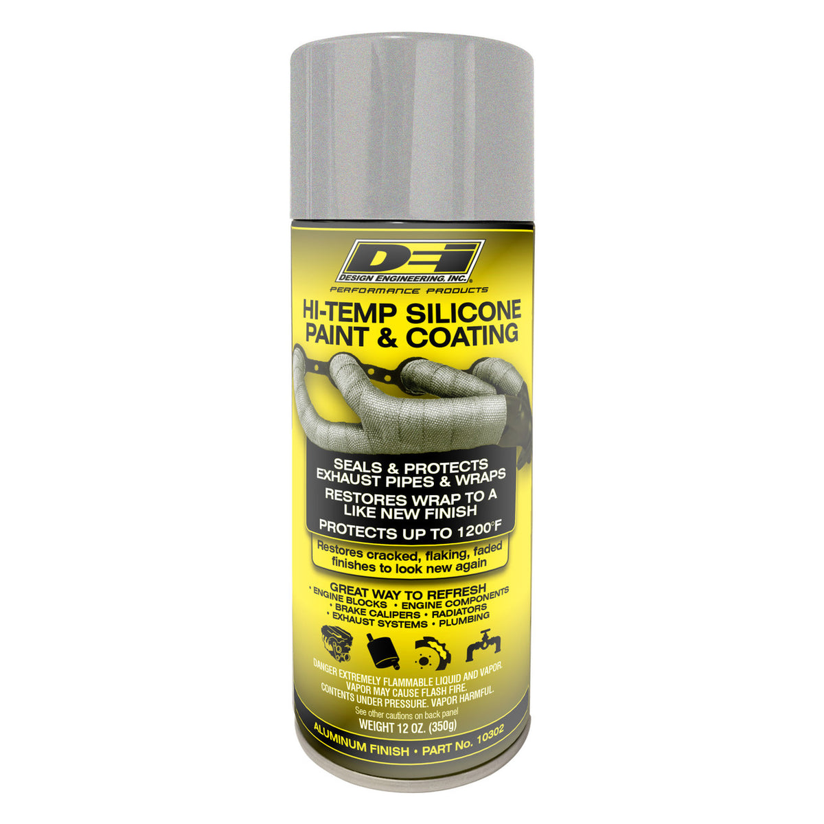 DEI High Temperature Silicone  Exhaust Wrap Coating - Silver - 12 oz Aerosol