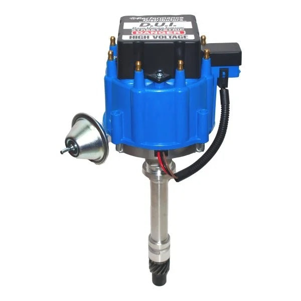Performance Distributors D.U.I. Street / Strip Distributor - Hall-Effect Pickup - Mechanical / Vacuum Advance - HEI Style Terminal - Blue - Chevy V8