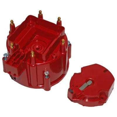 Performance Distributors D.U.I. Cap and Rotor Kit - HEI Style Terminal - Brass Terminals - Twist Lock - Red - Non-Vented - GM Inline-6 / GM V6