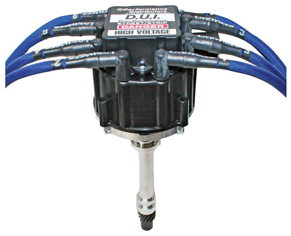 Performance Distributors D.U.I. Street / Strip Crossfire Distributor - Magnetic Pickup - Mechanical / Vacuum Advance - HEI Style Terminal - Black - Chevy V8
