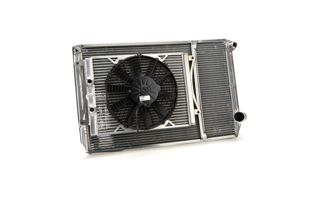 Fluidyne Aluminum Dual Pass Radiator & Fan Kit - 29 in W x 18.25 in H x 2 in D