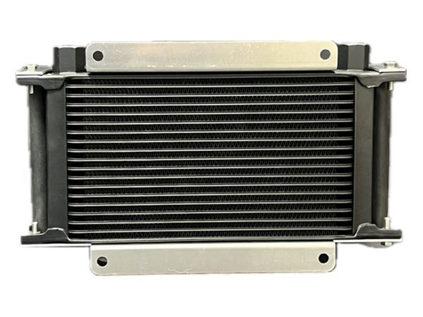 Fluidyne E-Line Stacked Plate Oil Cooler - 13 x 9.25 x 2 in - 10 AN Female O-Ring Inlet / Outlet - Black