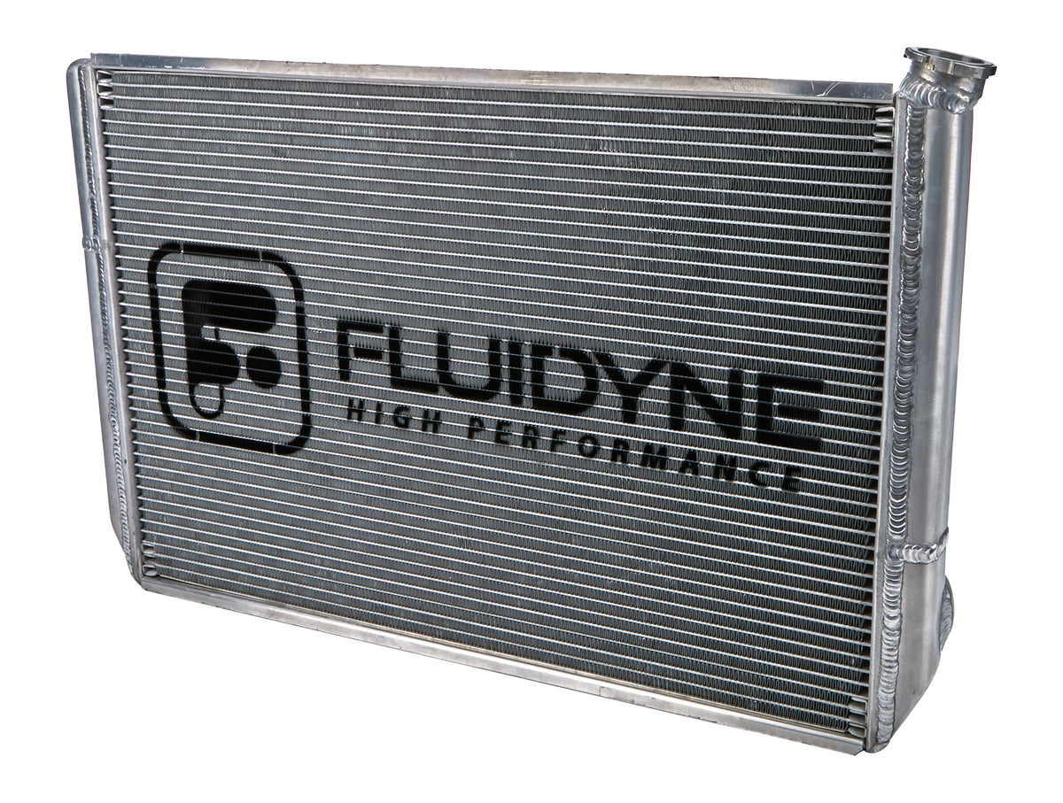 Fluidyne Aluminum Triple Pass Radiator - 28.875 in W x 18 in H x 2 in D - Left Side Inlet - Right Side Outlet - Ford - Super Late Model
