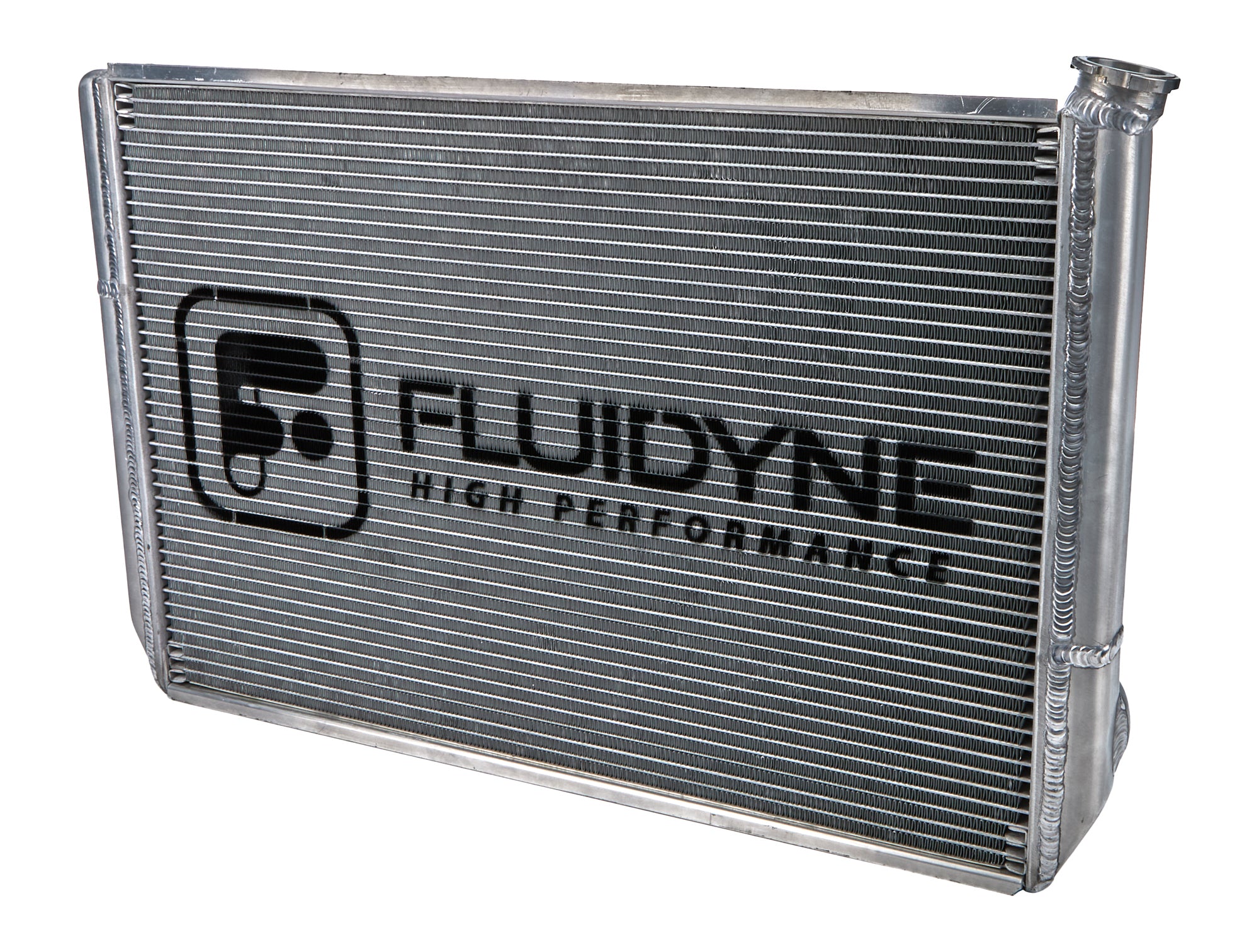 Fluidyne Aluminum Triple Pass Radiator - 28.875 in W x 18 in H x 2 in D - Left Side Inlet - Right Side Outlet - Ford - Super Late Model