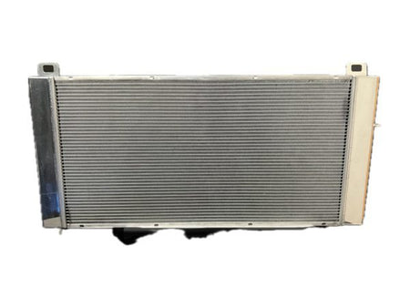 Fluidyne Aluminum Radiator - 41.6 in W x 21.4 in H x 5.9 in D - Left Side Inlet - Right Side Outlet - Polished - GM Fullsize Truck 1999-11