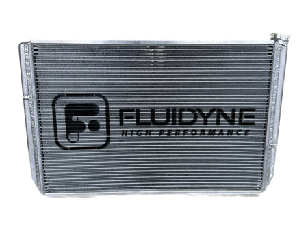 Fluidyne Aluminum Triple Pass Radiator - 28.875 in W x 18 in H x 2 in D - Right Side Inlet - Left Side Outlet - Chevy - Super Late Model RGM.SLM.CLOSED.TP