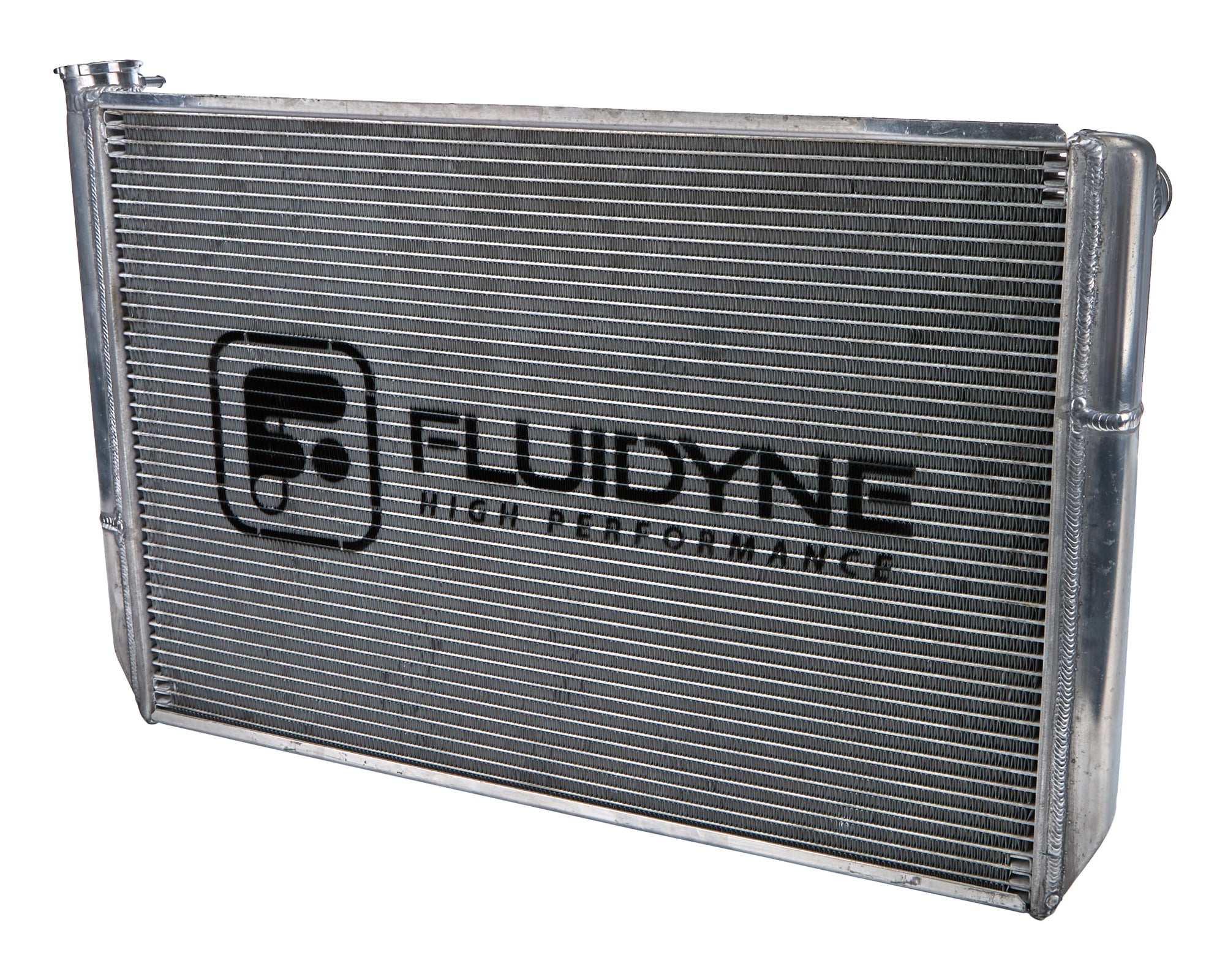 Fluidyne Aluminum Triple Pass Radiator - 28.875 in W x 18 in H x 2 in D - Right Side Inlet - Left Side Outlet - Chevy - Super Late Model RGM.SLM.OPEN.TP