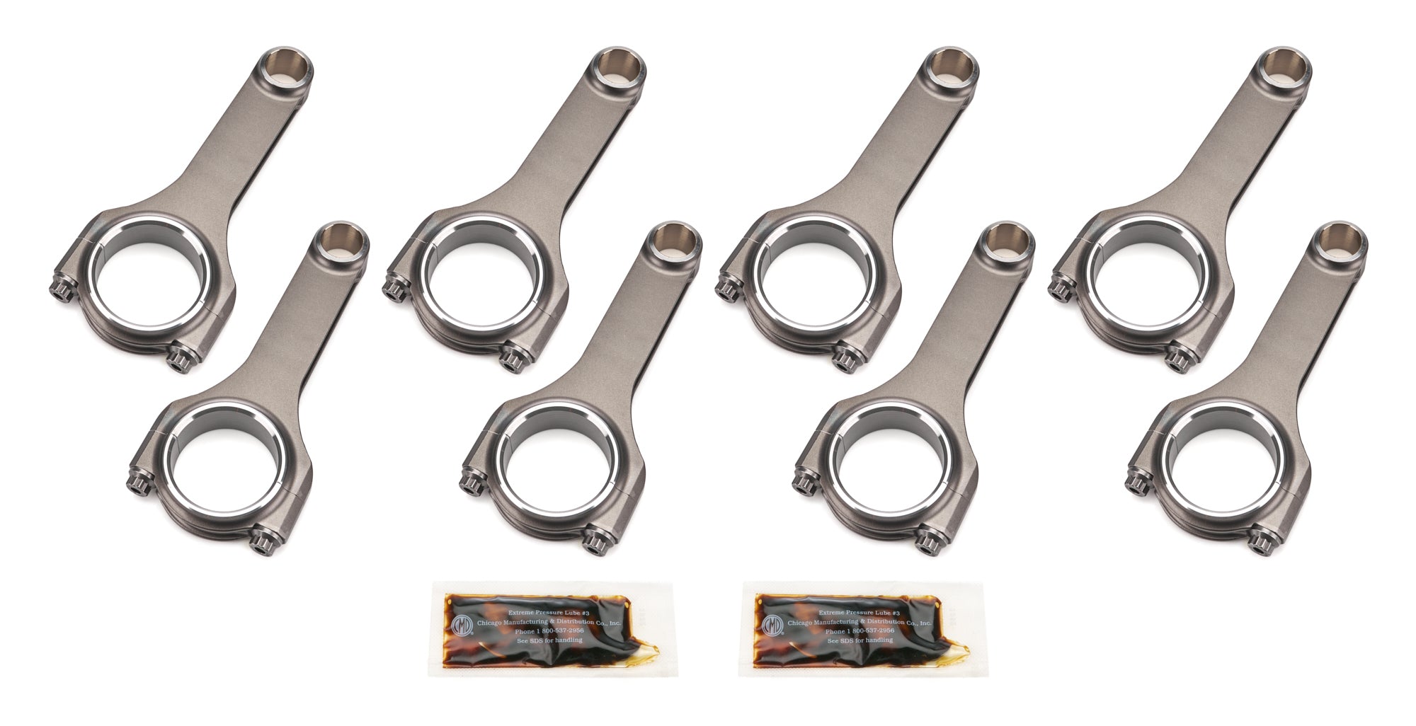 Dyer's H-Beam Connecting Rod - 5.850 in Long - Bushed - 7/16 in Cap Screws - Small Block Chevy (Set of 8)