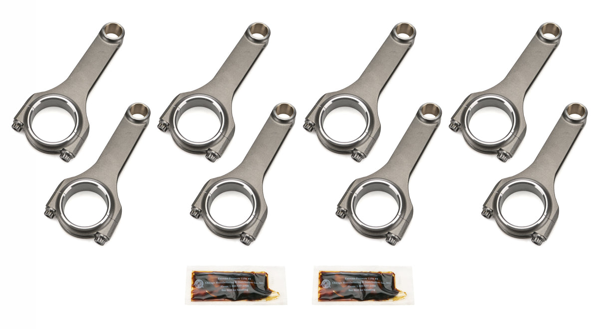 Dyer's H-Beam Connecting Rod - 6.000 in Long - Bushed - 7/16 in Cap Screws - Small Block Chevy (Set of 8) 6000NLSBCLJ7200A