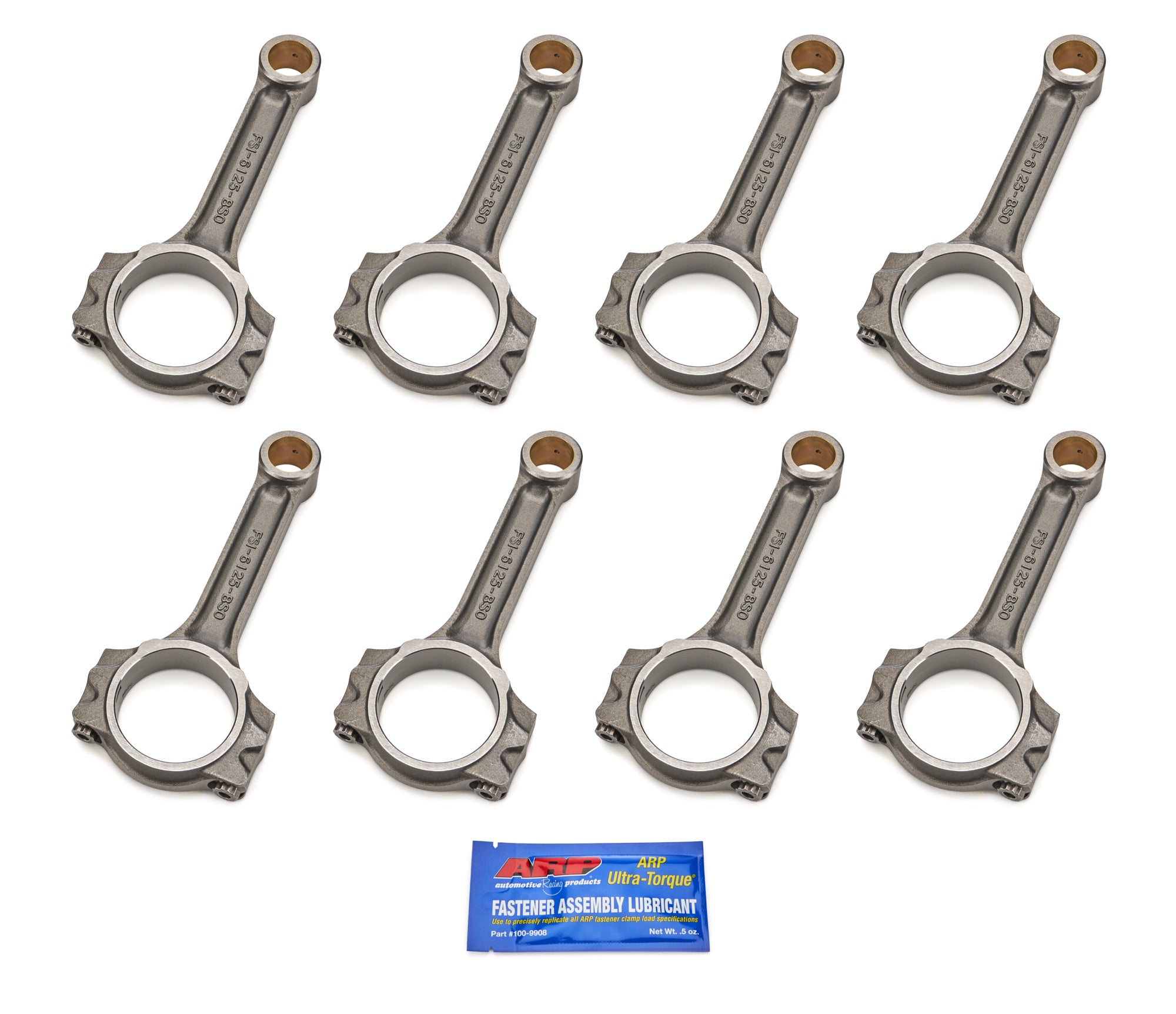 Eagle I-Beam Connecting Rod - 6.125 in Long - Bushed - 7/16 in Cap Screws - GM LS-Series (Set of 8)