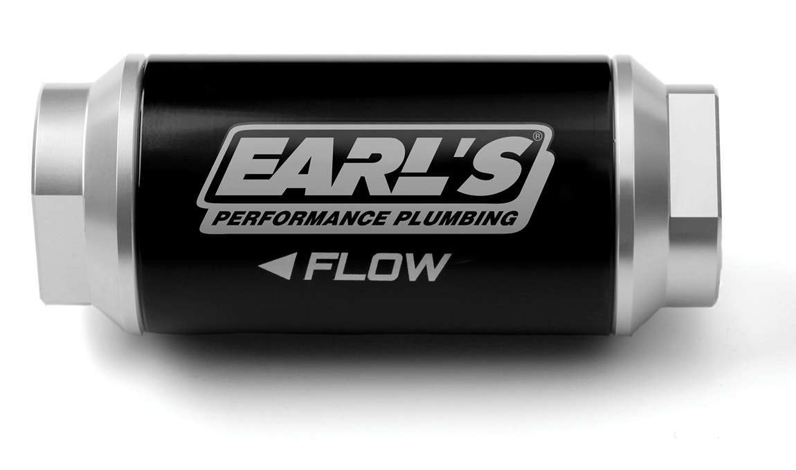 Earl's In-Line Fuel Filter - 6 AN Female O-Ring Inlet/Outlet - Black / Clear