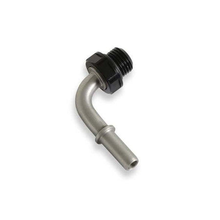 Earl's 90 Degree 5/16 in SAE Male Quick Disconnect to 6 AN ORB Stainless Fuel Line Adapter Fitting - Black