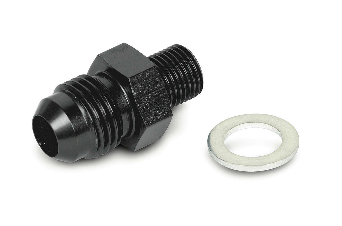 Earl's Straight 6 AN Male to 10 mm x 1.00 Male Crush Washer Fitting - Black