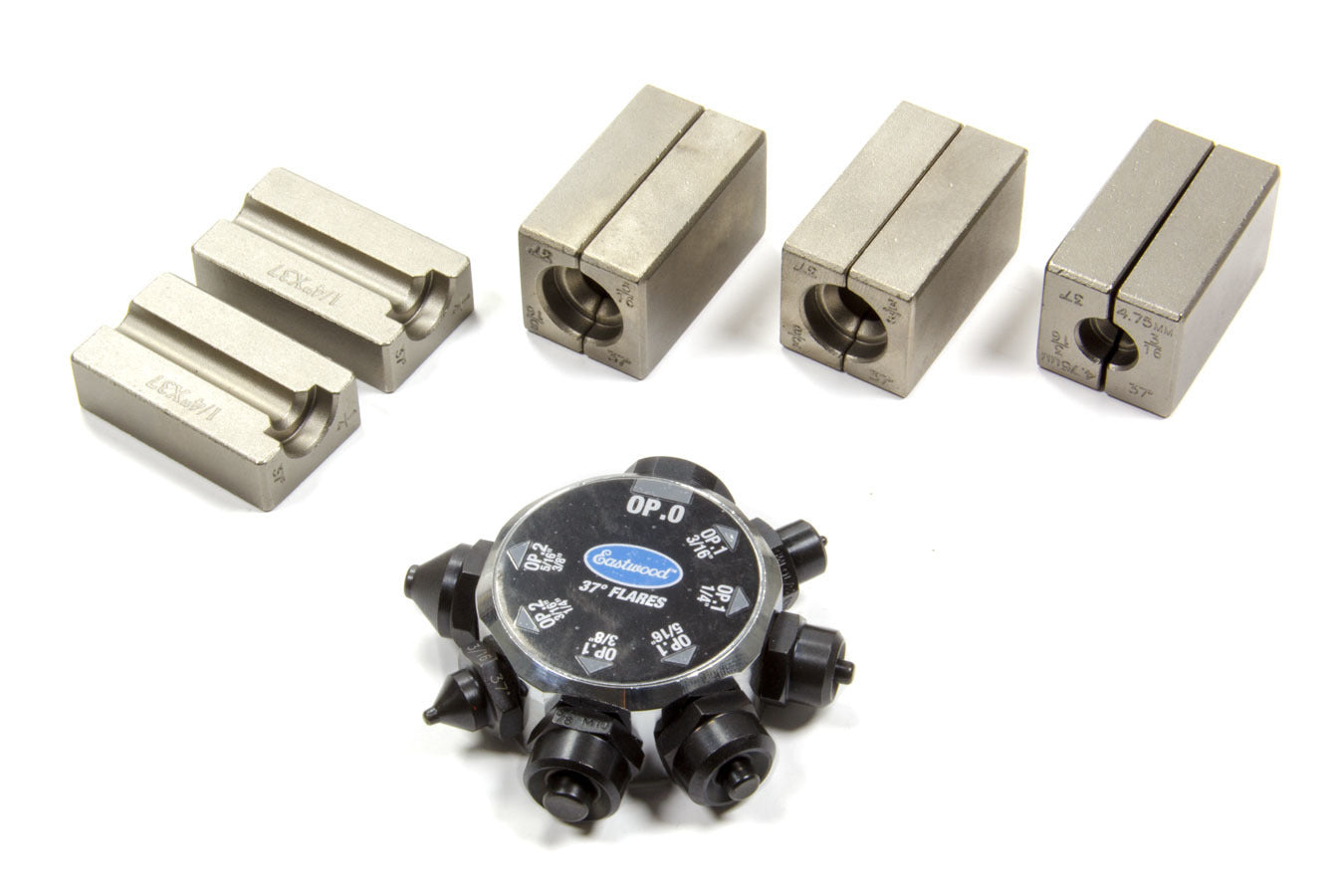Eastwood 37 Degree Flare Punch and Flare Tool - 3/16 to 3/8 in Flare Size - 4 Die Blocks Included - Black