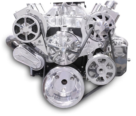 Eddie Motorsports Billet Aluminum 6-Rib Serpentine Pulley Kit - Polished - Small Block Chevy MS107-55BP