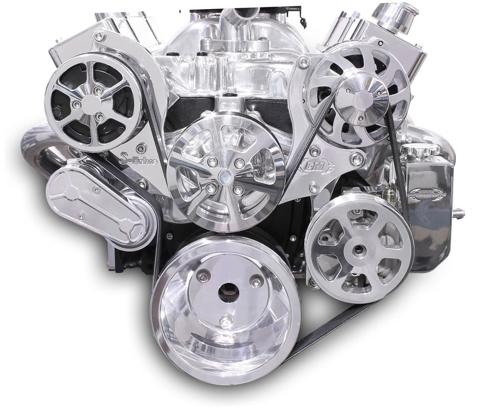 Eddie Motorsports Billet Aluminum 6-Rib Serpentine Pulley Kit - Polished - Small Block Chevy MS107-55BP