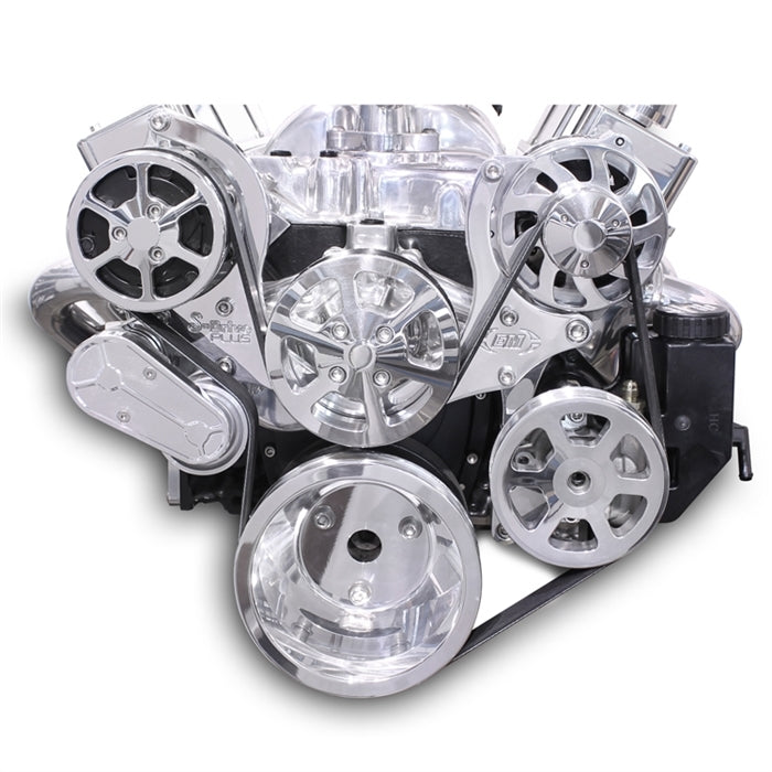 Eddie Motorsports Billet Aluminum 6-Rib Serpentine Pulley Kit - Polished - Small Block Chevy MS107-55P