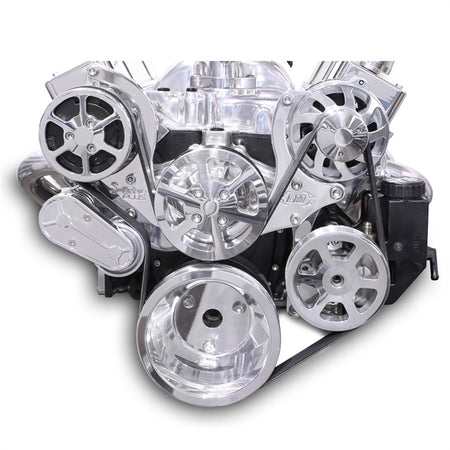 Eddie Motorsports Billet Aluminum 6-Rib Serpentine Pulley Kit - Polished - Small Block Chevy MS107-55P