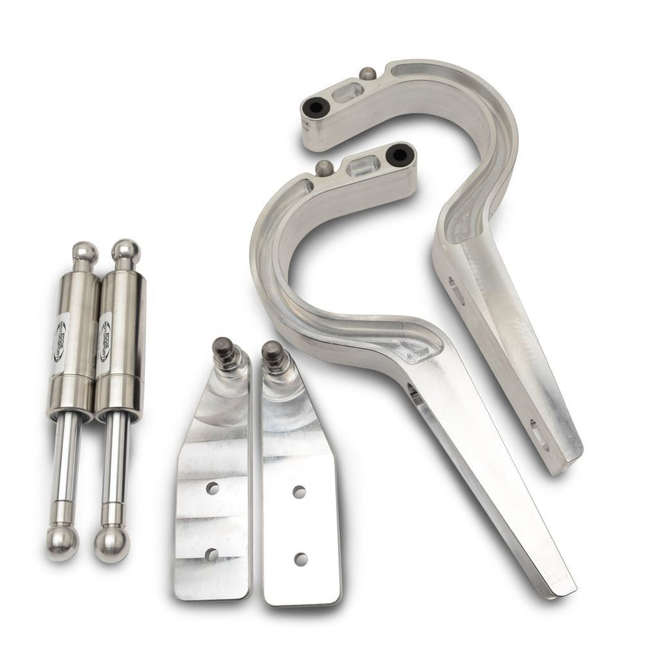 Eddie Motorsports Billet Aluminum Trunk Hinges - Black Gas Struts - Machined - GM B-Body 1963-64 (Pair)