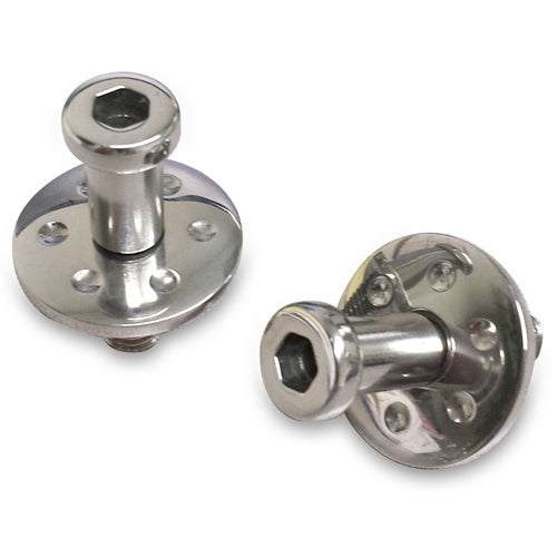 Eddie Motorsports Stainless Door Latch Striker - 7/16-14 in Thread - Dimpled Accents - Polished - GM Style (Pair)