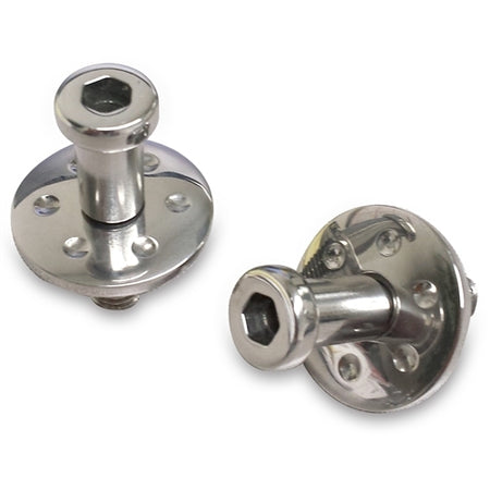 Eddie Motorsports Stainless Door Latch Striker - 7/16-14 in Thread - Dimpled Accents - Polished - GM Style (Pair)