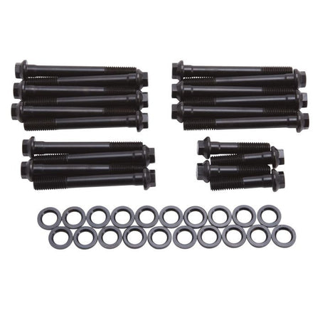 Edelbrock E-Series Cylinder Head Bolt Kit - Hex Head - Chromoly - Black Oxide - Edelbrock Heads - Pontiac V8 85492