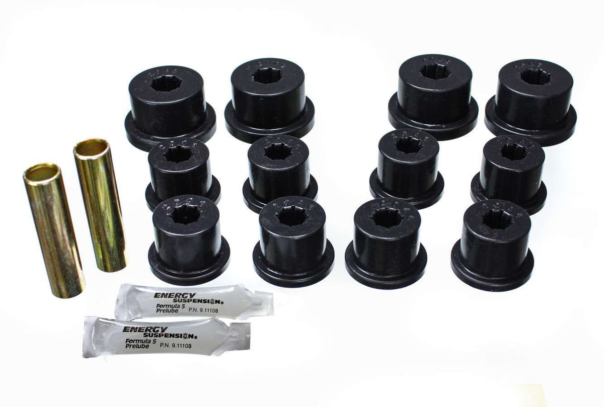 Energy Suspension Hyper-Flex Front / Rear Leaf Spring Bushing Kit - Black / Cadmium - Suzuki Samurai 1986-95
