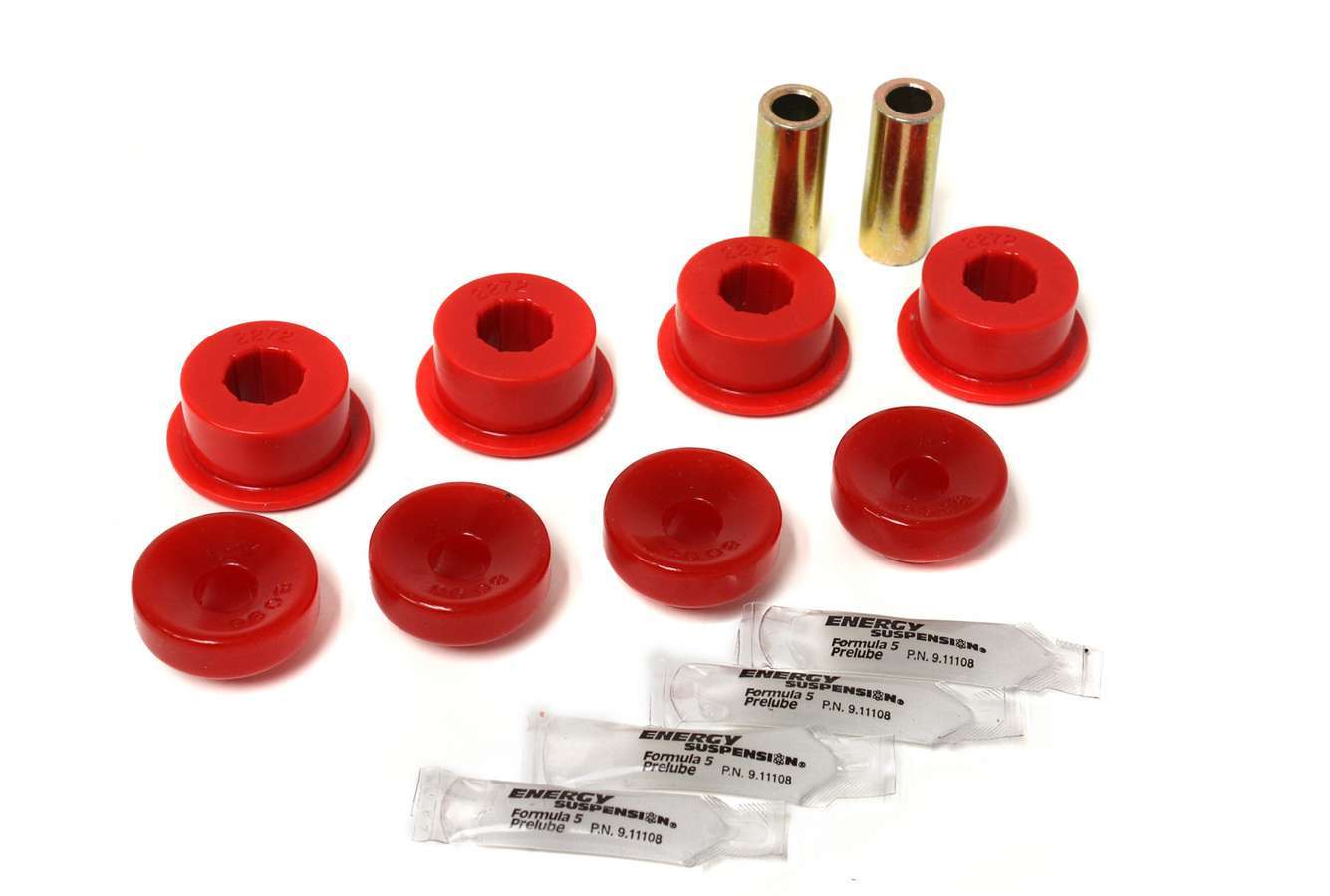 Energy Suspension Hyper-Flex Front Shock End Bushing Kit - Lower / Upper - Red / Cadmium - Acura / Honda 1988-2001