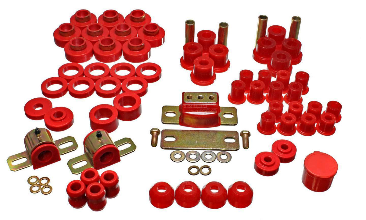 Energy Suspension Hyper-Flex Body Mount / Suspension Bushing Kit - Red / Cadmium - Jeep Wrangler CJ 1980-86