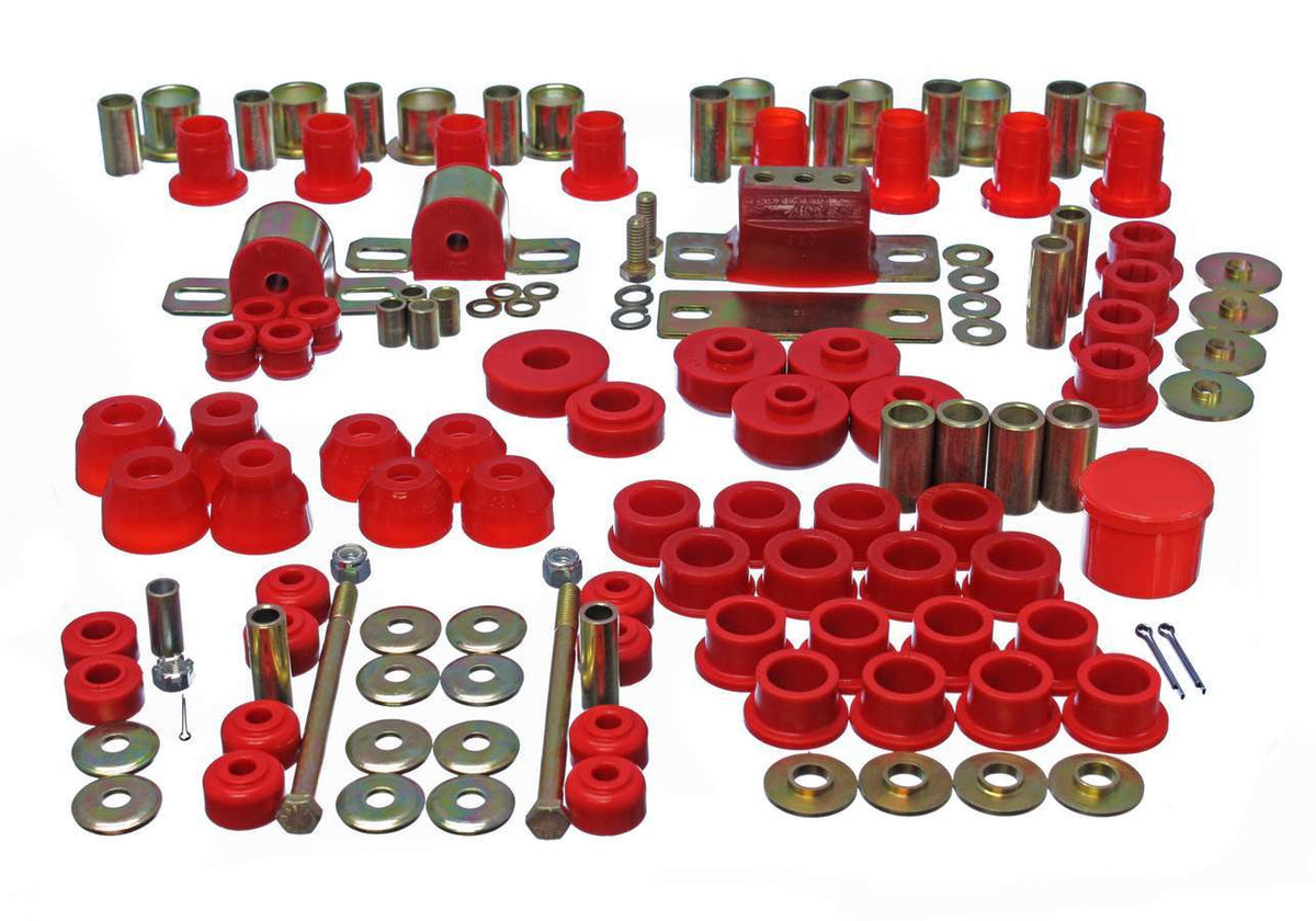 Energy Suspension Hyper-Flex Suspension Bushing Kit - Red / Cadmium - Chevy Corvette 1963-82