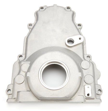 EngineQuest Aluminum 1-Piece Timing Cover - Cam Sensor - Natural - GM LS-Series