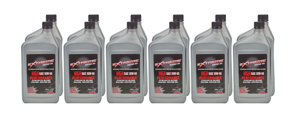 Extreme High Performance 15W40 Semi-Synthetic Motor Oil - 1 Qt Bottle (Case of 12)