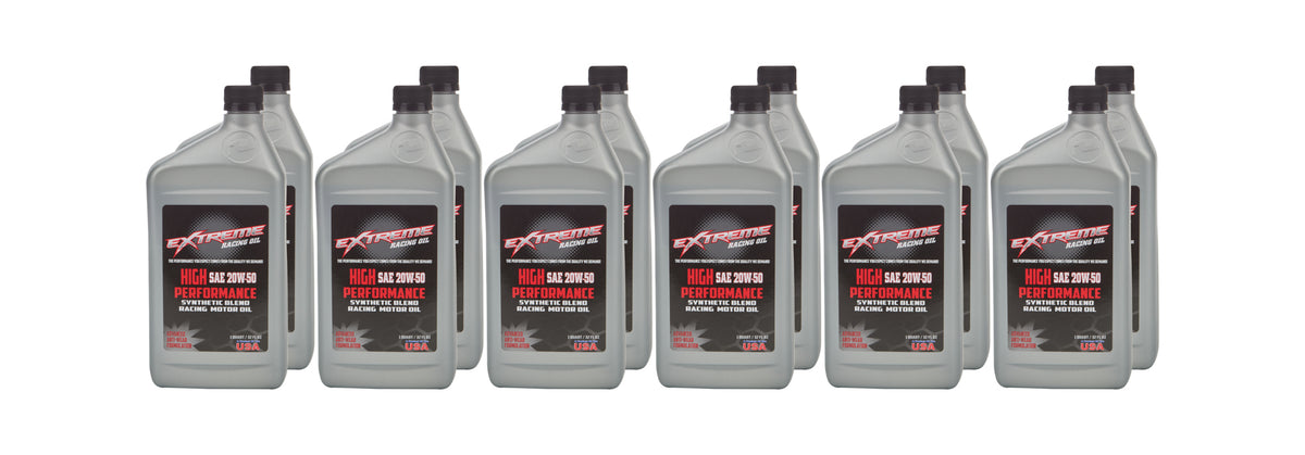 Extreme High Performance 20W50 Semi-Synthetic Motor Oil - 1 Qt Bottle (Case of 12)
